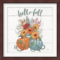 Framed Fall Fun II - Gray and Blue Pumpkin