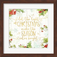 Framed 'Christmas Sentiments II Gold on Wood' border=