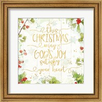 Framed Christmas Sentiments III Gold on Wood