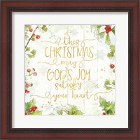 Framed 'Christmas Sentiments III Gold on Wood' border=