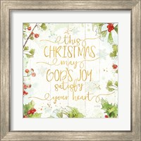 Framed 'Christmas Sentiments III Gold on Wood' border=