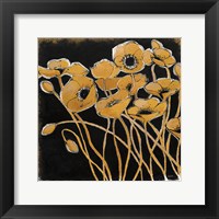 Framed Gold Black Line Poppies I