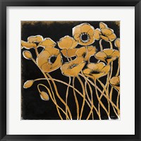 Framed Gold Black Line Poppies I