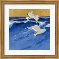 Framed Seagulls with Gold Sky III