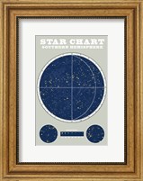 Framed Southern Star Chart Blue Gray