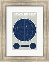Framed Southern Star Chart Blue Gray