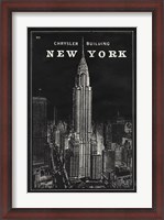 Framed Blueprint Map New York Chrysler Building Black