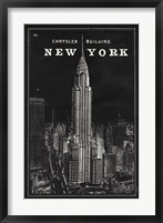 Framed Blueprint Map New York Chrysler Building Black