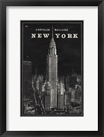 Framed Blueprint Map New York Chrysler Building Black