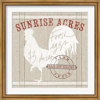 Framed Farm Linen Rooster
