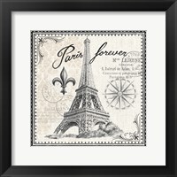 Framed Bonjour Paris III Dark