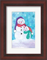 Framed Happy Snowman and Baby