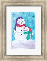 Framed Happy Snowman and Baby