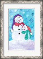 Framed Happy Snowman and Baby