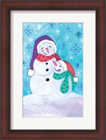 Framed Happy Snowman and Baby
