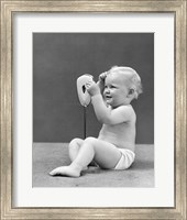 Framed 1940s Blond Baby Girl