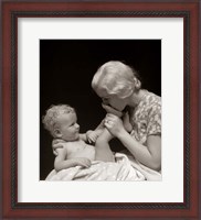 Framed 1930s Mother Kissing Bottom Of Baby'S Foot