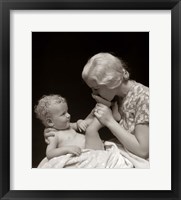 Framed 1930s Mother Kissing Bottom Of Baby'S Foot