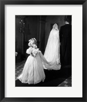 Framed 1950s Little Girl Bridesmaid Drinking Glass Of Milk