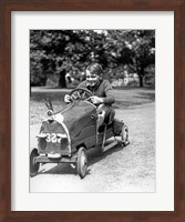 Framed 1930s Boy Driving Home In Race Car