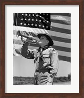 Framed 1940s Boy Scout Playing Bugle