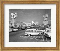Framed 1950s Shopping Center Parking Lot