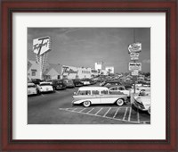 Framed 1950s Shopping Center Parking Lot