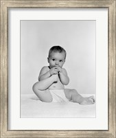 Framed 1950s 1960s Baby Seated On Blanket