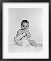 Framed 1950s 1960s Baby Seated On Blanket