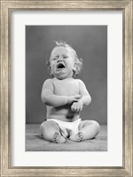 Framed 1940s 1950s Crying Baby Wearing Diaper