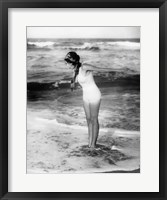 Framed 1920s Woman Wearing Bathing Suit & Head Scarf