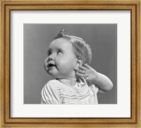 Framed 1940s 1950s Close-Up Portrait Of Baby Girl With Curls