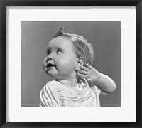 Framed 1940s 1950s Close-Up Portrait Of Baby Girl With Curls