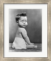 Framed 1940s 1950s Baby Seated With Back To Camera