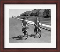 Framed 1950s Teen Boy Girl Couple Riding Bikes