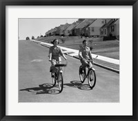 Framed 1950s Teen Boy Girl Couple Riding Bikes