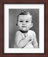Framed 1950s Baby Looking Up Holding Right Hand Over Heart