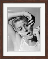 Framed 1950s 1960s Boy Shaving First Time