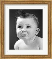 Framed 1940s Sad Baby With Pouting Lips