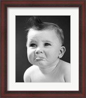 Framed 1940s Sad Baby With Pouting Lips