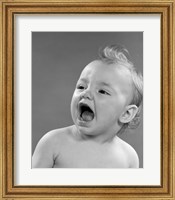 Framed 1970s Baby Head And Mouth Open Crying