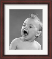 Framed 1970s Baby Head And Mouth Open Crying