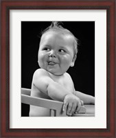 Framed 1950s 1940s Baby In High Chair Making Funny Facial Expression