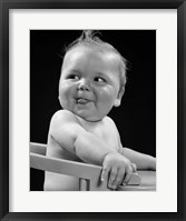 Framed 1950s 1940s Baby In High Chair Making Funny Facial Expression