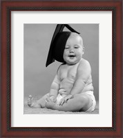 Framed 1950s Portrait Chubby Baby In Diaper