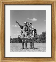 Framed 1950s Two Boy Scouts One Pointing Wearing Hiking Gear
