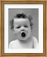 Framed 1940s Baby Close-Up Yawning