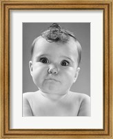 Framed 1950s Baby Making Funny Face With Eyes Wide Open