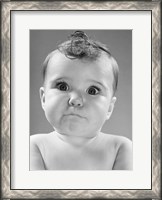 Framed 1950s Baby Making Funny Face With Eyes Wide Open
