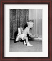 Framed 1950sBaby In Diaper And Shoes Learning To Walk